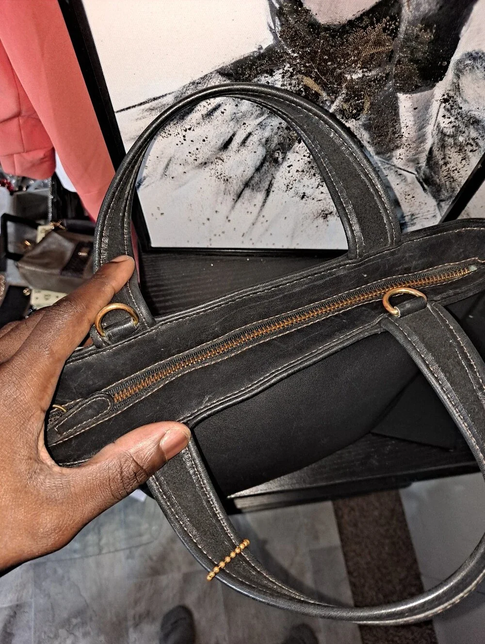 Coach Black Blecker Leather Tote with Top Handles
